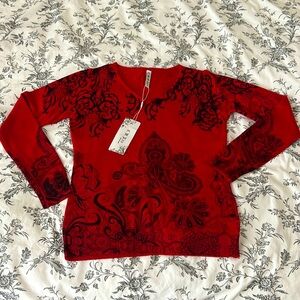 Women red sweater